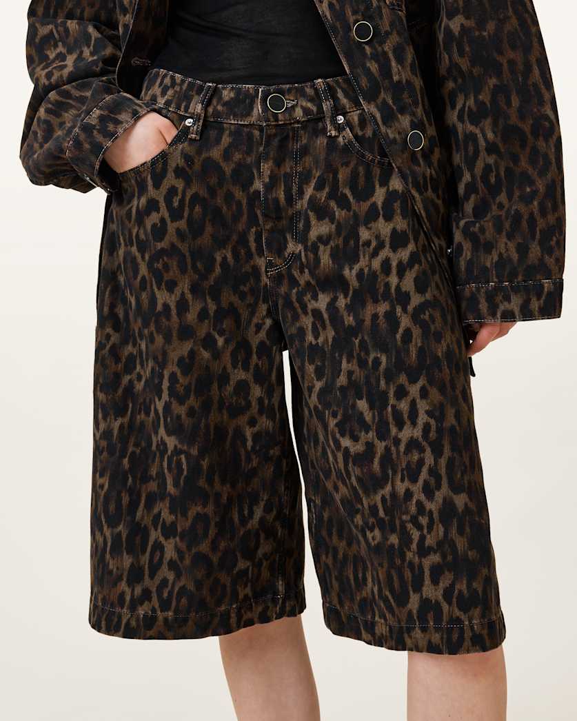 Louie Leopard Print Long Shorts LEPPO BROWN | ALLSAINTS